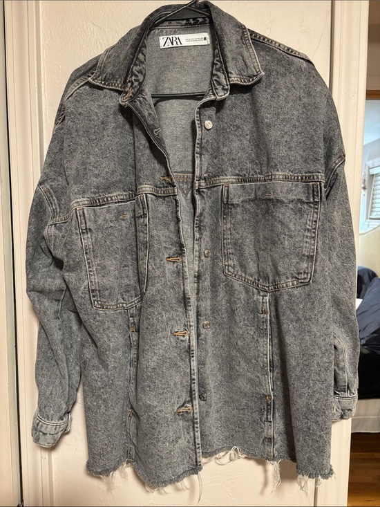 Zara Jackets & Blazers - Zara Acid-Wash Oversized Denim Shirt Jacket - Grey